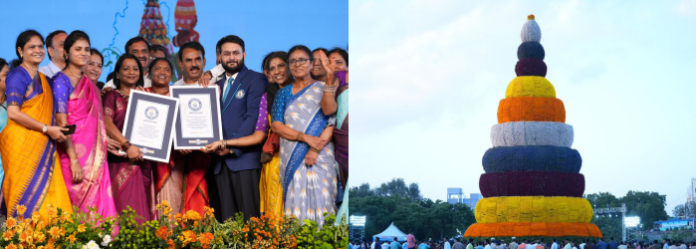 Video: Mujeres indias logran dos récords Guinness en festival de flores