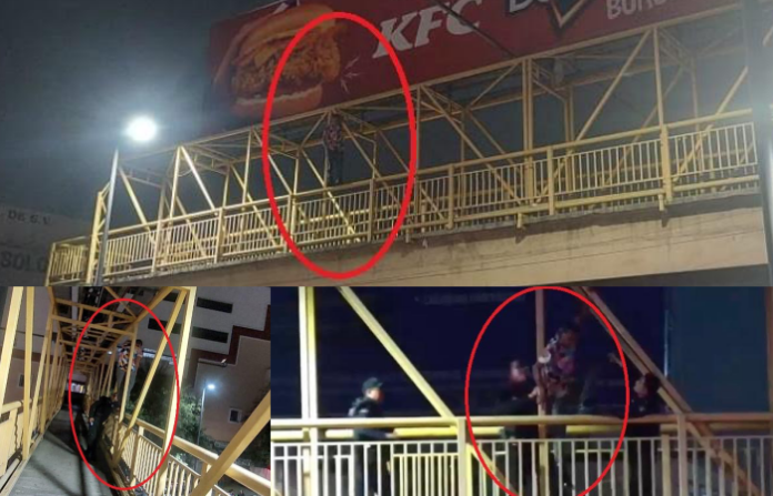 Policía de Monterrey evita suicidio en puente peatonal del centro