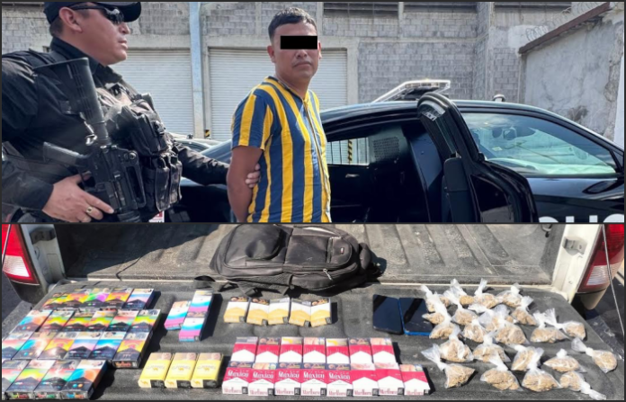 Detienen en Monterrey a hombre con mariguana y 48 cajas de cigarros; lo investigan por robo a tiendas