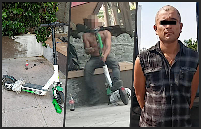 Detienen a hombre que destrozaba un scooter en el Paseo Santa Lucía
