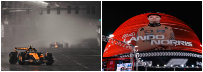 Norris manda bajo el aguacero y Sainz se queda con la pole en Las Vegas