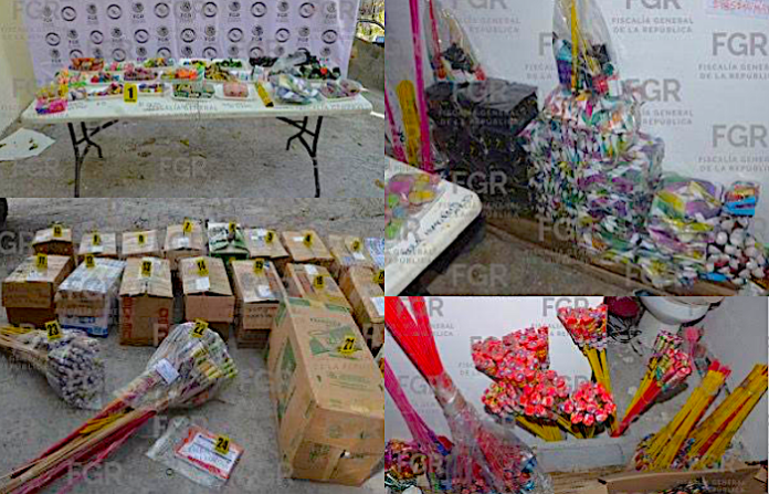 Cateo federal en Monterrey termina con el aseguramiento de 347 kilos de pirotecnia