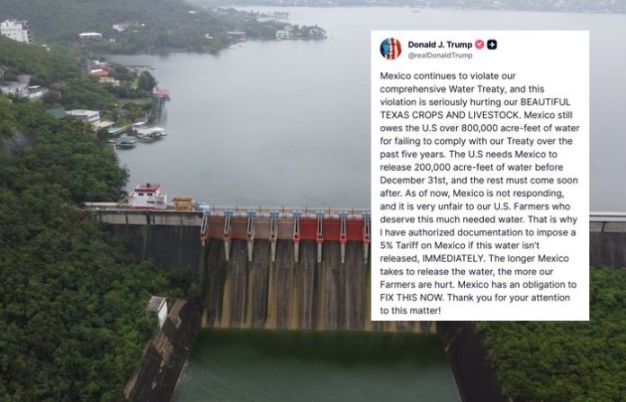 Trump presiona a México por deuda de agua y amenaza con arancel del 5% por incumplimiento del tratado