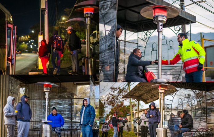 Santiago instala calentadores en paradas de camión ante bajas temperaturas