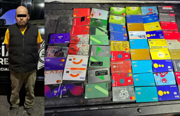 Cae taxista con decenas de tarjetas bancarias tras ser captado por el C4 en Monterrey