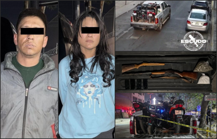 Cae pareja armada con droga y motocicleta robada tras monitoreo del C4 en Monterrey