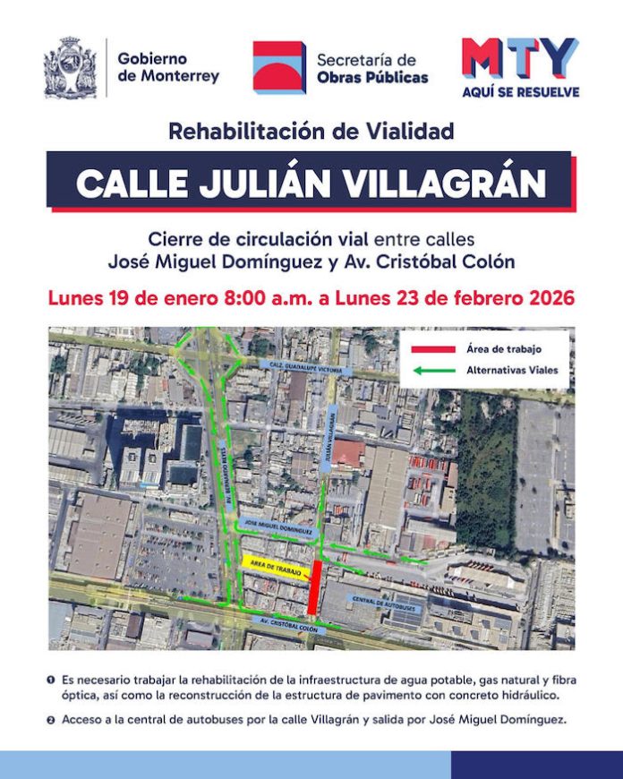 Rehabilitan calle Villagrán para mejorar movilidad en zona de la Central de Autobuses