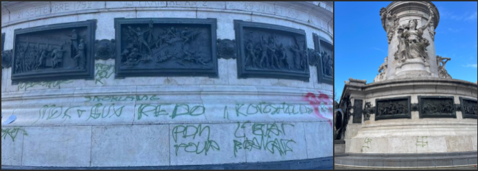 Un memorial en el corazón de París vandalizado con esvásticas y llamados al asesinato