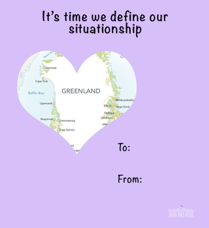 La Casa Blanca publica tarjeta de San Valentín dedicada a Groenlandia en redes sociales
