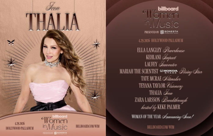 Thalía recibirá el premio Icon en Billboard Women in Music 2026