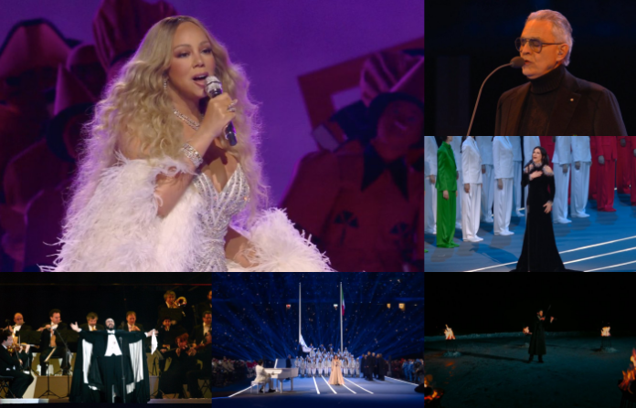 Mariah Carey, Bocelli y Pausini brillan en la inauguración olímpica marcada por música y abucheos