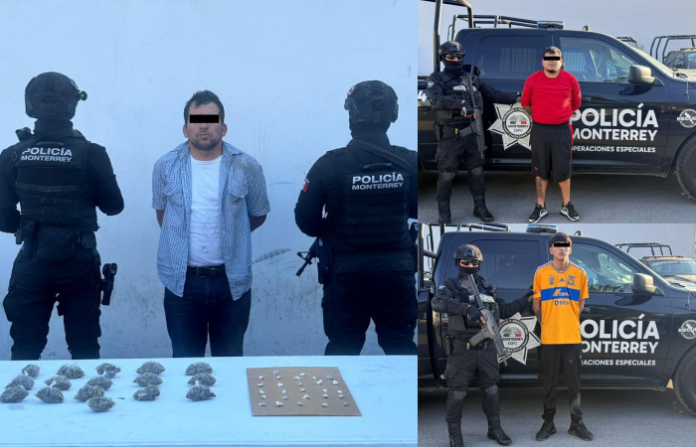 Operativos en el centro de Monterrey dejan tres detenidos por presuntos delitos contra la salud