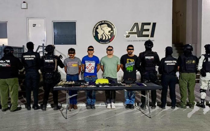 Caen cuatro presuntos generadores de violencia con armas y droga en Apodaca