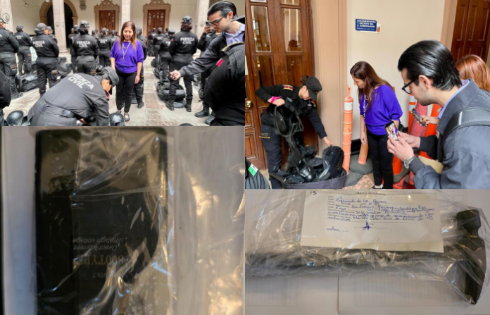 Supervisan Derechos Humanos equipamiento de Fuerza Civil en Palacio de Gobierno