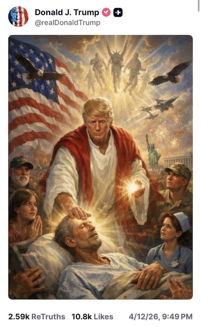 Video: Trump cruza la línea: se proyecta como figura “divina”, desata indignación y luego se deslinda sin asumir el mensaje