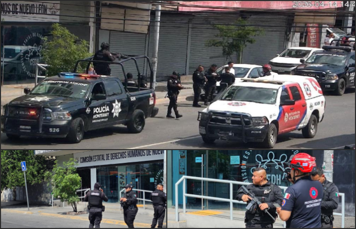 Amenaza de “bomba” desata pánico y fuerte operativo en la Comisión Estatal de Derechos Humanos en Monterrey