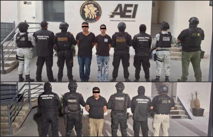 Detienen a tres presuntos implicados en robos carreteros y narcomenudeo en operativo en Escobedo y Ciénega de Flores