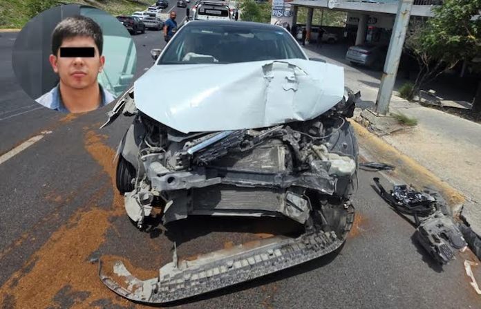 Detienen a joven tras accidente vial y presunta posesión de droga en Monterrey