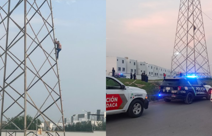 Video: Momentos de enorme tensión se vivieron en Apodaca tras rescate de mujer en torre de alta tensión