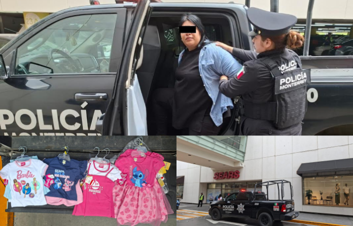 Detienen a mujer por presunto robo de ropa infantil en tienda del poniente de Monterrey