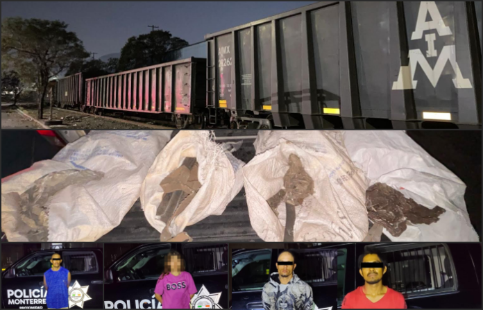 Caen por robar chatarra de tren en Monterrey; entre los detenidos hay un extranjero y una menor