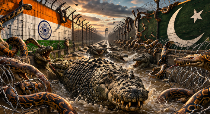 La India estudia posibilidad de utilizar serpientes y cocodrilos para guardar fronteras