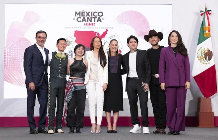 Sheinbaum lanza concurso “México Canta” con Junior H y Majo Aguilar