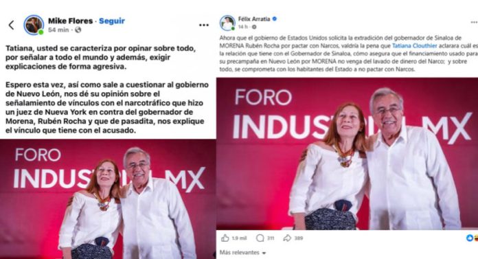 Miguel Flores y Félix Arratia cuestionan a Tatiana Clouthier por relación con gobernador de Sinaloa