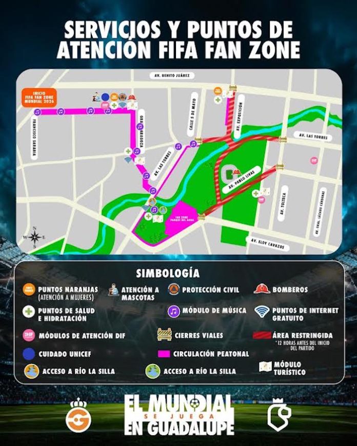 Guadalupe alista corredor FIFA Fan Zone con hidratación, seguridad y entretenimiento para el Mundial