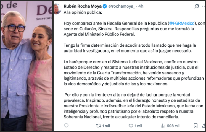 Del poder al banquillo político: Rocha Moya rinde declaración ante la FGR
