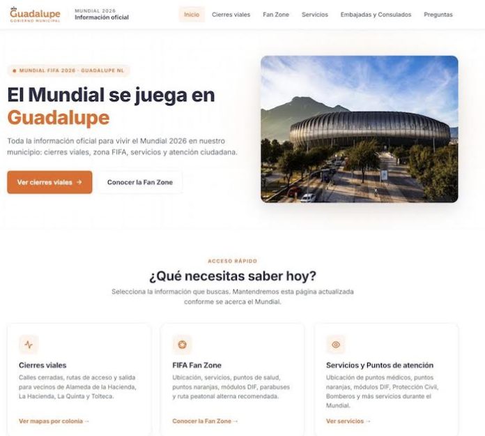 Estrena Guadalupe micrositio para orientar a visitantes rumbo al Mundial 2026