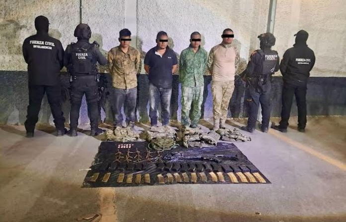 Capturan en General Terán a cuatro presuntos generadores de violencia; aseguran arma y equipo táctico
