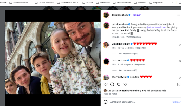 Un gesto que da esperanza: David Beckham menciona a Brooklyn en el Día del Padre