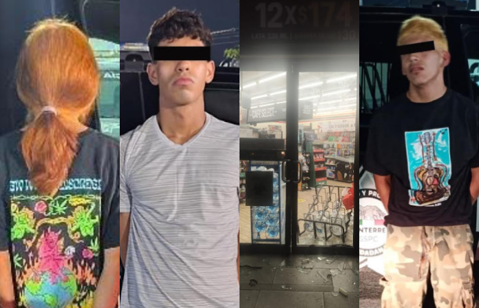 Caen dos hombres y una menor tras asalto a Seven Eleven; los investigan por más robos en Monterrey