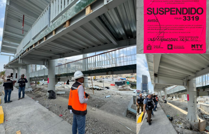 Monterrey suspende construcción del Puente Peatonal La Virgen por obstrucción de drenaje pluvial y falta de permisos