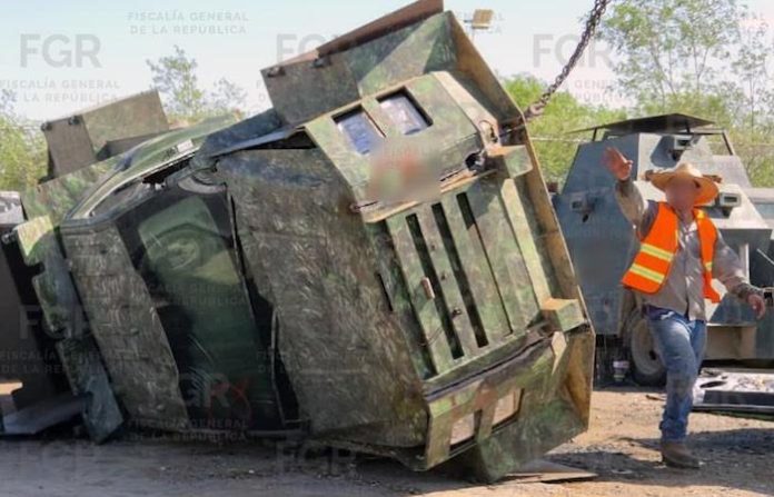 FGR destruye 25 “monstruos” con blindaje artesanal asegurados en Tamaulipas