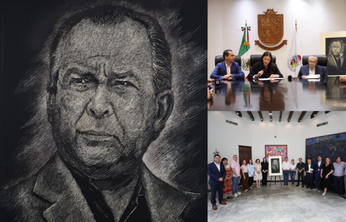 San Pedro recibe retrato de Mauricio Fernández elaborado por artesanos de Olinalá, Guerrero