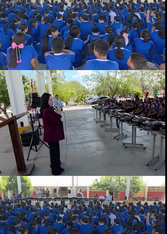 Brenda Velázquez lleva programa Estudiante Seguro a secundaria de Escobedo