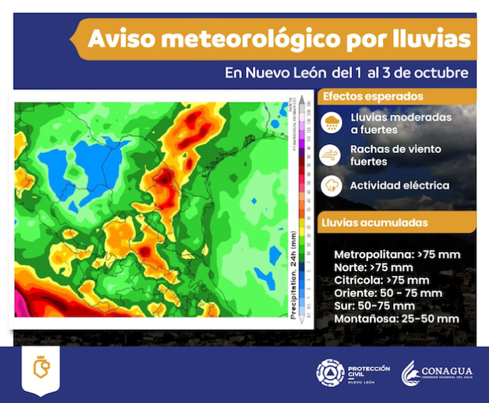 Frente Frío 1 traerá lluvias a Nuevo León; Protección Civil pide extremar precauciones