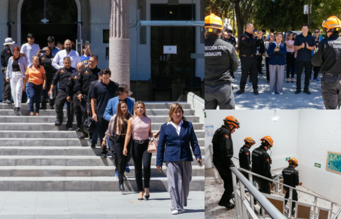 Guadalupe evacúa Palacio Municipal en dos minutos durante simulacro de sismo
