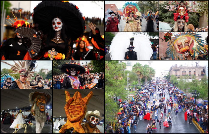 Desfile de Calaveras reúne a 3 mil 400 participantes y homenajea a cinco figuras de Monterrey