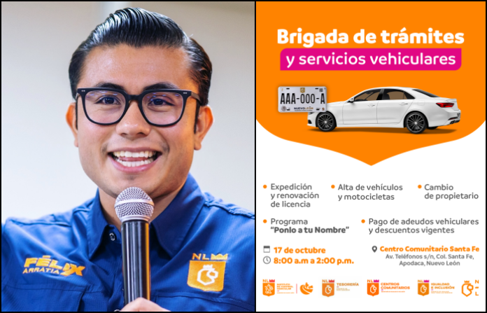 Félix Arratia lleva brigada de trámites vehiculares a Apodaca este sábado