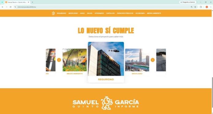 Nuevo León habilita micrositio para consultar avances del Quinto Informe de Samuel García