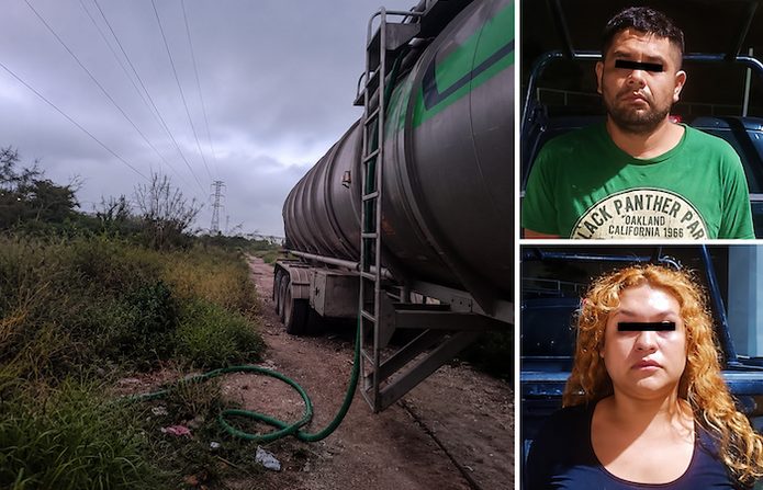 Detienen a pareja en Apodaca por presunta extracción ilegal de combustible de ducto de Pemex