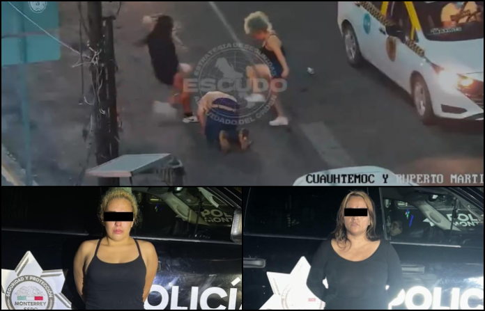 Cámaras del C4 permiten detener a dos mujeres acusadas de golpear y robar a un hombre en Monterrey
