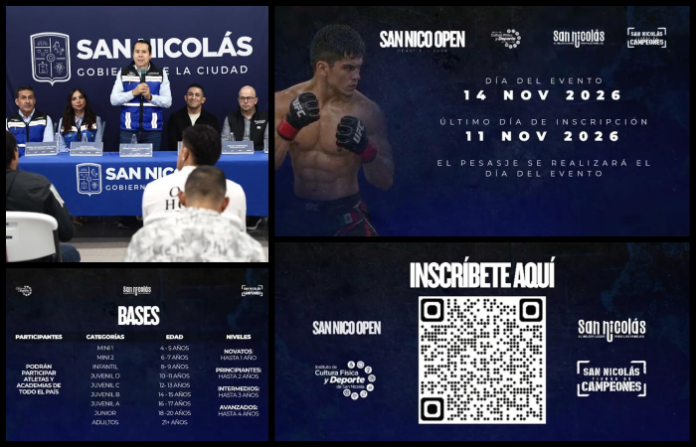 San Nicolás convoca a jóvenes y atletas de todo México al torneo de artes marciales mixtas San Nico Open 2026