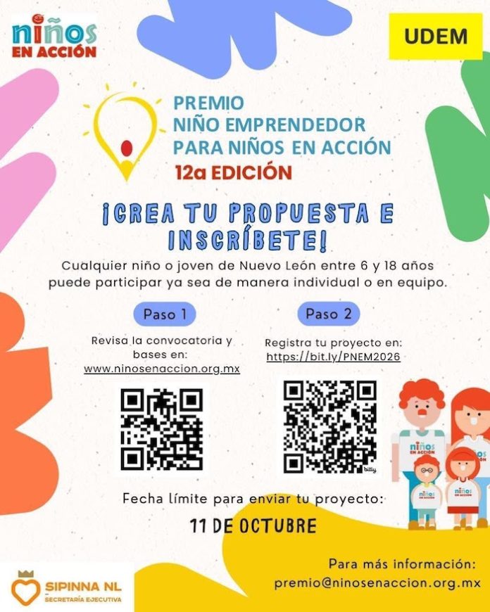 Premio Niño Emprendedor 2026 abre convocatoria para jóvenes agentes de cambio en Nuevo León